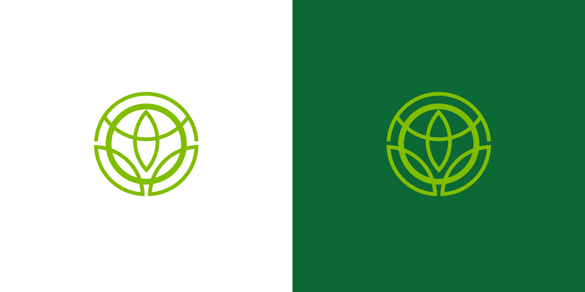 KioLio - Logo Design. Bildmarke auf weißem und grünem Hintergrund.
