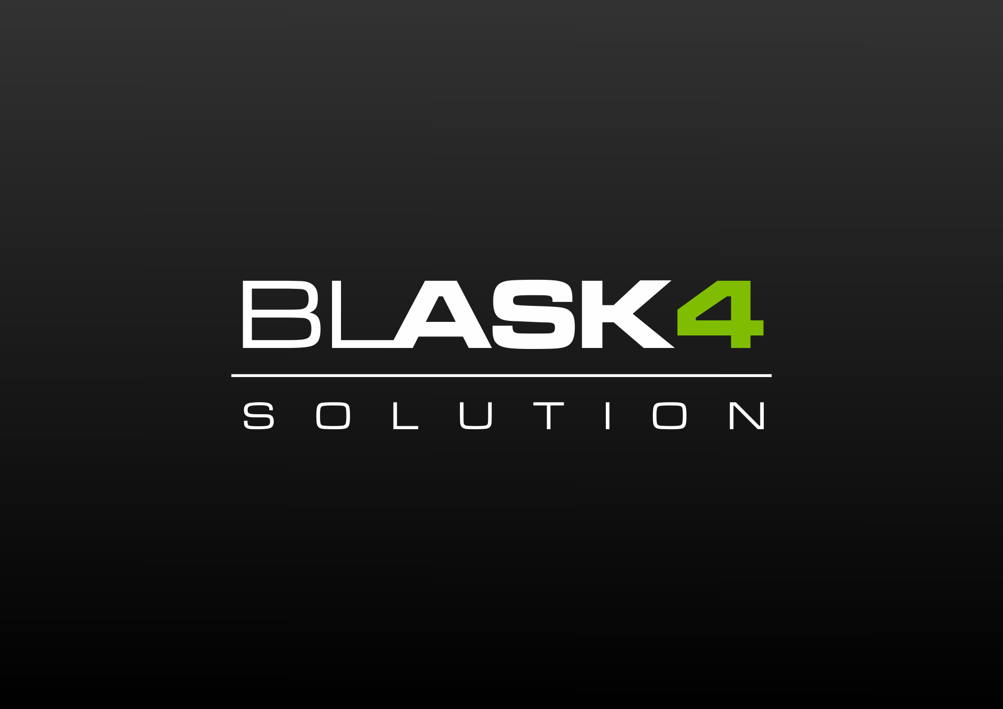 Logo Design blask4solution auf schwarzem Hintergrund. Modernes Design und Typografie.