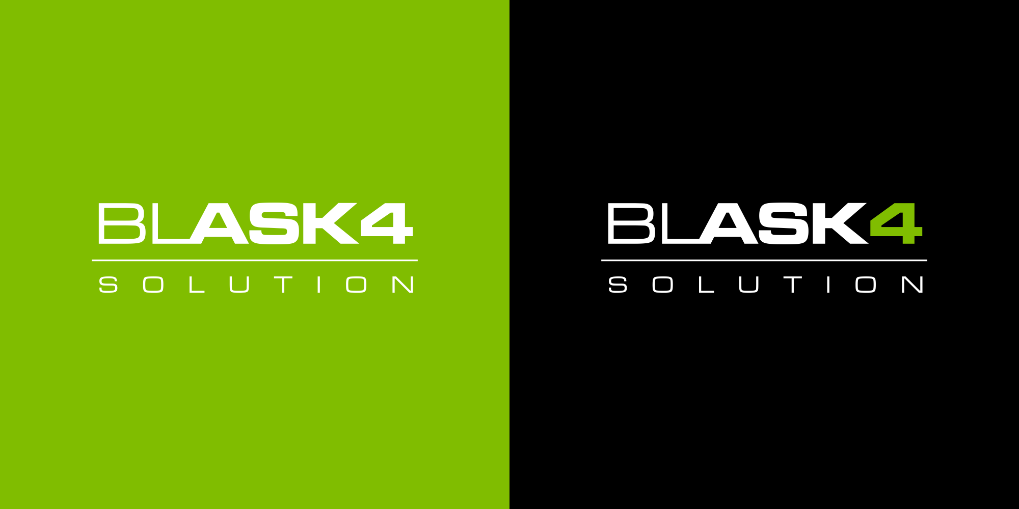 Logo Design-blask4solution auf grünem und schwarzem Hintergrund.