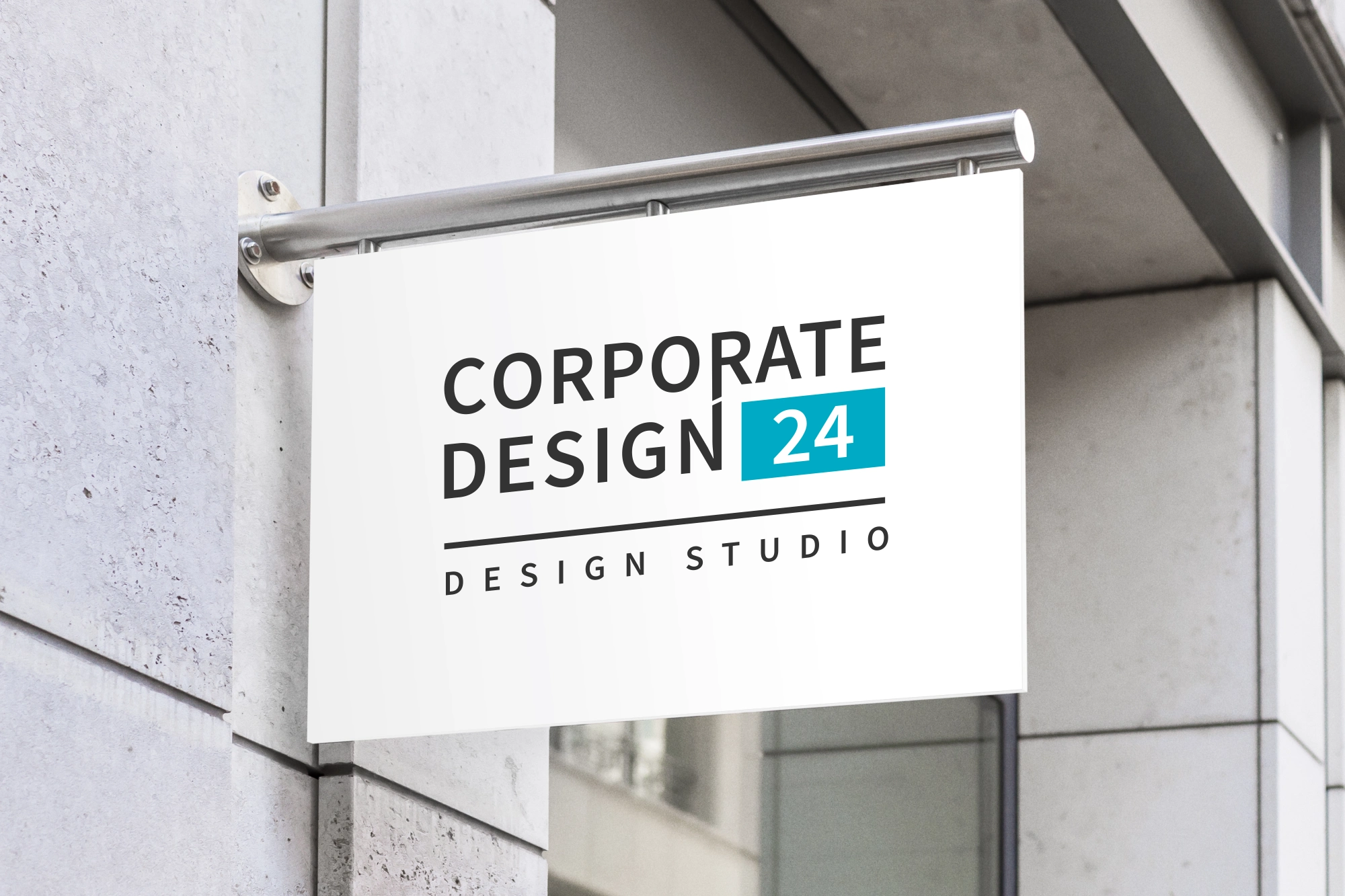 CorporateDesign24 - Designstudio. Logo Design. Das Logo auf dem Schild im Straßenbild.